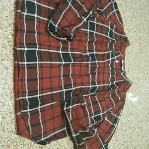 Loft plaid long shirt /front open /no button